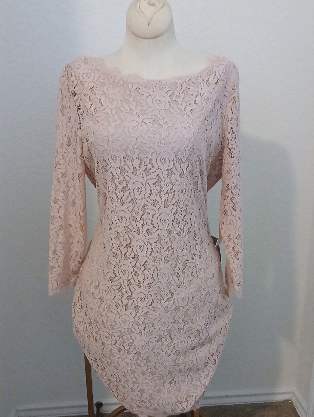 Eliza J Light Blush Floral Lace Tunic